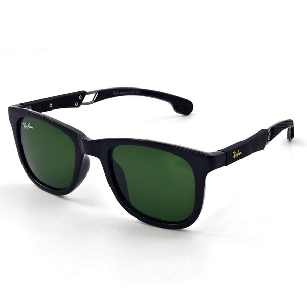 Ray Ban Black Matte Frame and Olive Green Lenses Sunglass for Men with Chain Cover I RB-5569