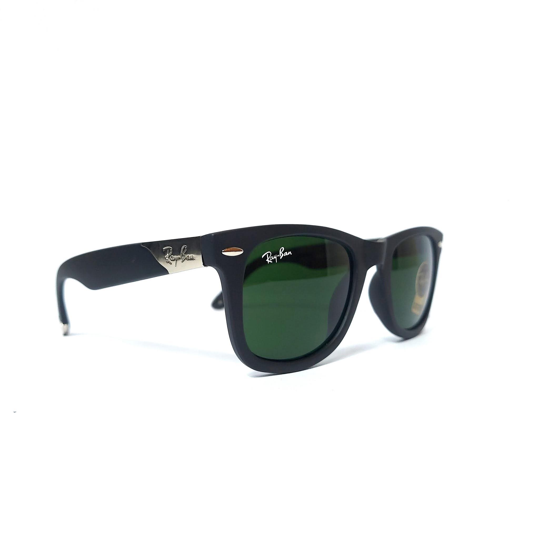 Ray Ban Black Matte Frame and Olive Green Lenses Sunglass for Men with Chain Box I RB-5570