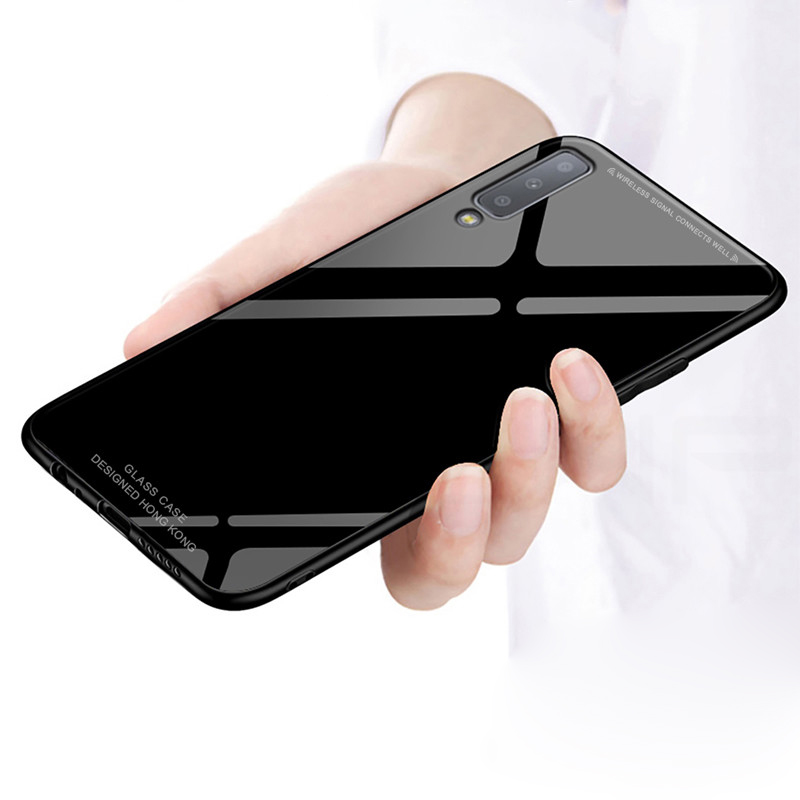 Samsung Galaxy A7 2018 - Tempered Glass case Back cover Phone Cover
